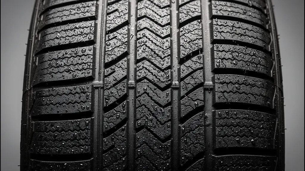 Gros plan macro sur trois profils de pneus montrant différents niveaux d'usure des sculptures