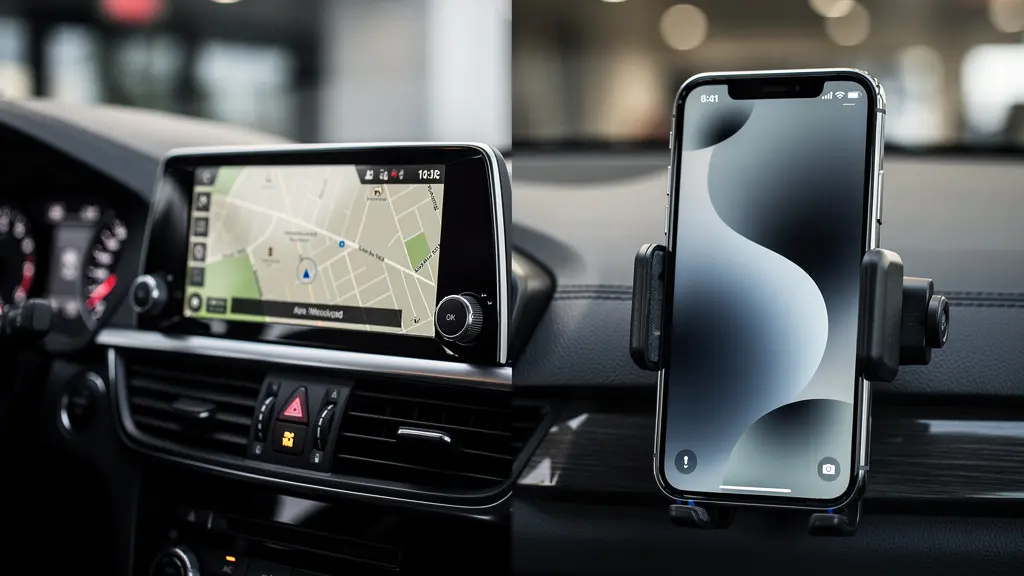 Intérieur de voiture moderne avec système de navigation intégré au tableau de bord