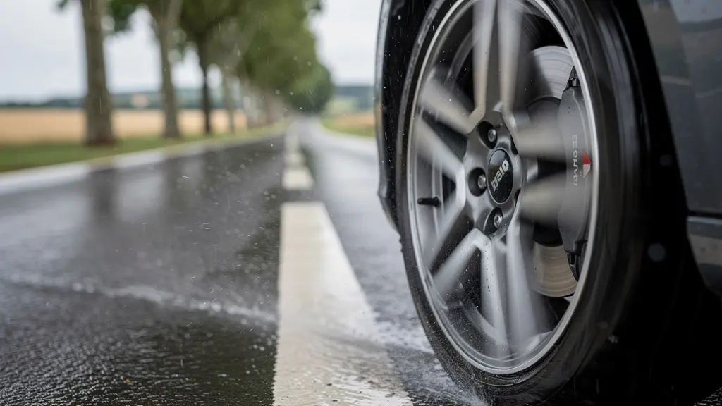 Freinage d'urgence avec système ABS activé sur route française mouillée