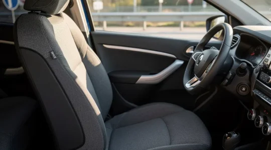 Intérieur automobile moderne avec siège équipé et système de sécurité visible