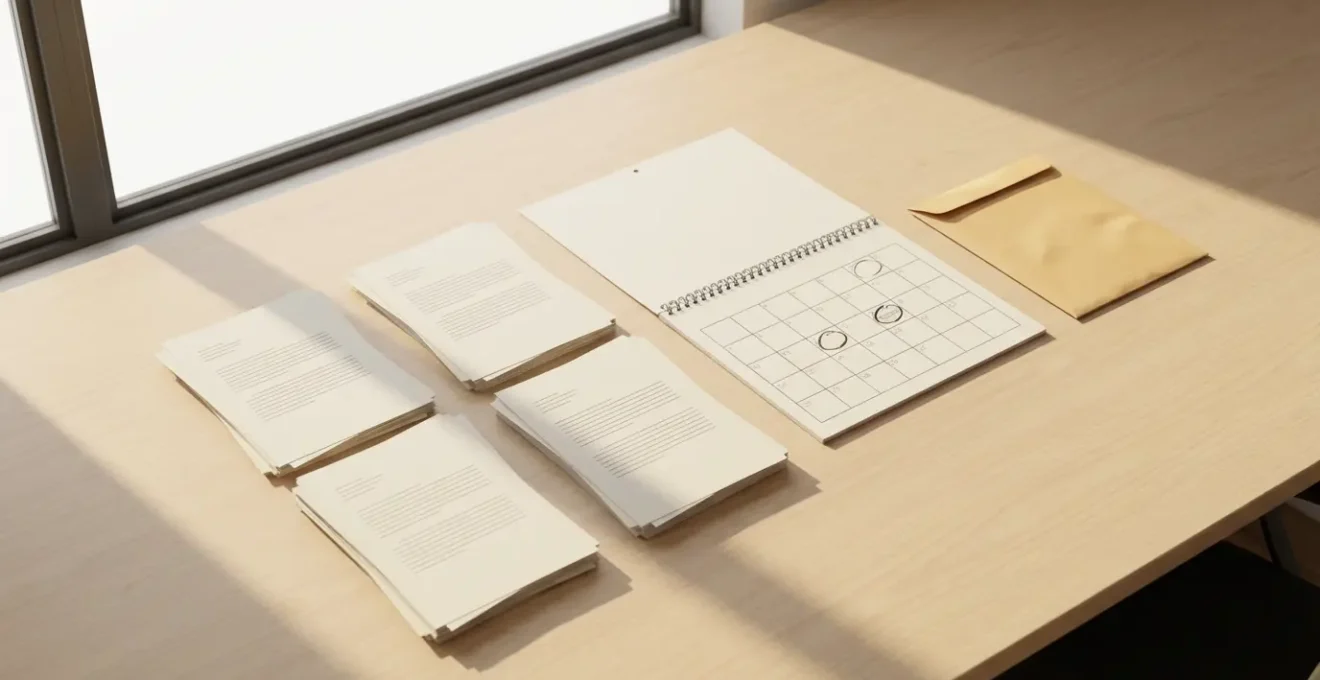 Bureau avec documents de médiation d'assurance et calendrier marqué des délais légaux