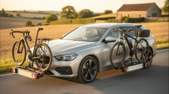 Comparaison visuelle entre un porte-vélos sur attelage et sur hayon montrant la protection de la carrosserie