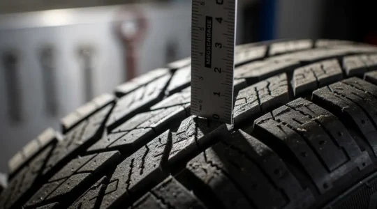 Vérification de l'usure d'un pneu automobile sur la bande de roulement